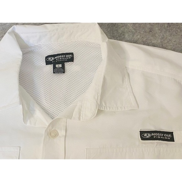 Mossy Oak White Short Sleeve Button Up Vented Fishing Shirt Mens Sz L ***NWT - Picture 3 of 4